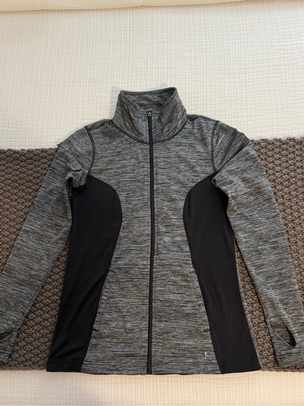 Danskin Now Heather Gray and Black Full-Zip Jacket